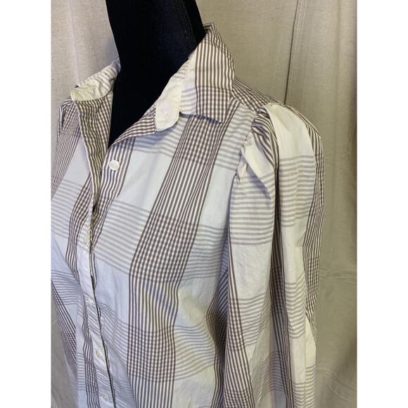 A New Day Shirt Dress Womens Small Tan Plaid Long Sleeve Tan Plaid Side Slits - Picture 3 of 12